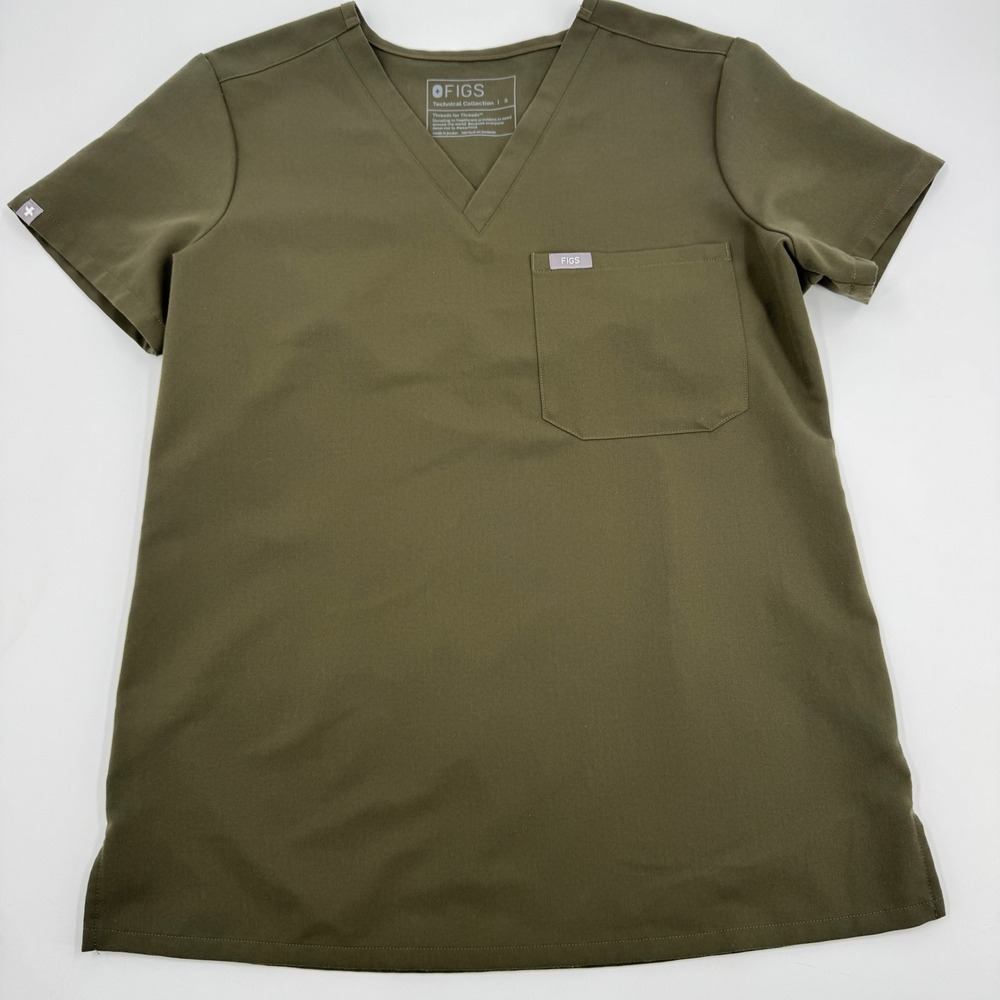 Figs Olive V-Neck Scrub Top